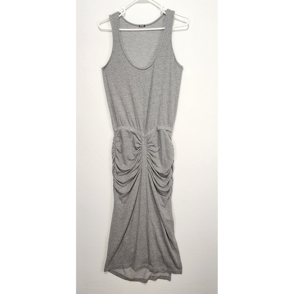 Monrow‎ Women's Minimalist Soft Sleeveless Shirred Gray Maxi Dress Size S